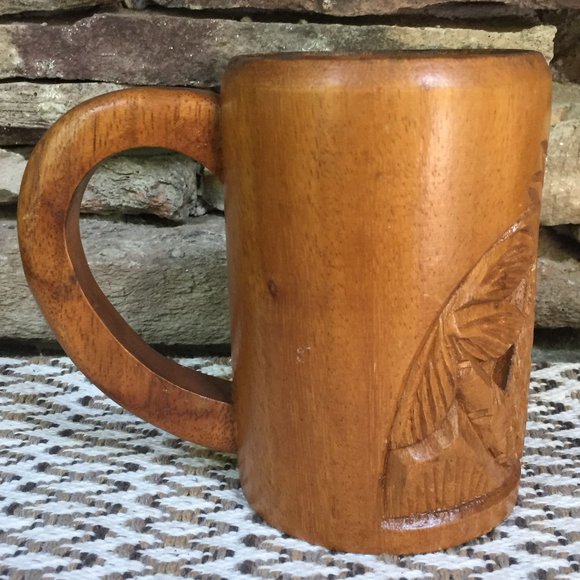 VTG Monkeypod Mug Pineapple Carved Tiki Bar Hawaii - Picture 8 of 14